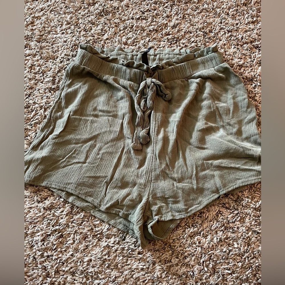 Olive Green, Paper Bag Shorts